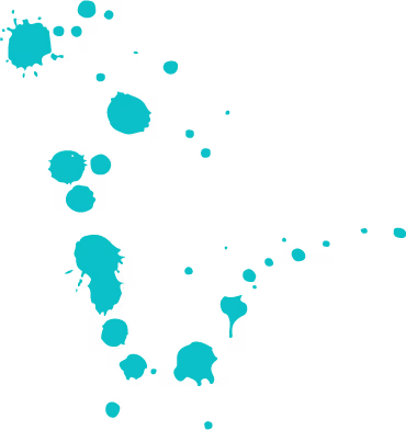 Teal paint splatter graphic